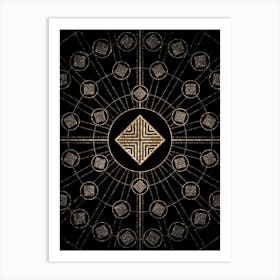 Geometric Glyph Radial Array in Glitter Gold on Black n.0120 Art Print