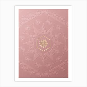 Geometric Gold Glyph on Circle Array in Pink Embossed Paper n.0151 Art Print