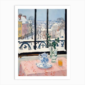 The Windowsill Of Vienna   Austria Snow Inspired By Matisse 3 Art Print
