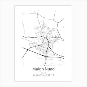 Maigh Nuad,Ireland Minimalist Map Art Print