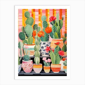 Cactus Painting Maximalist Still Life Notocactus 2 Art Print