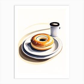 Bagel In New York Diner Tablescape Marker Art Art Print