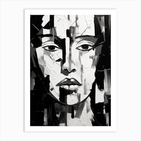 Fractured Identity Abstract Black And White 7 Art Print