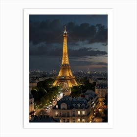 Eiffel Tower At Night Art Print