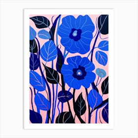 Blue Flower Illustration Morning Glory 5 Art Print