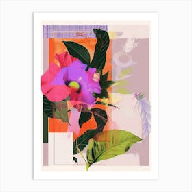 Statice 4 Neon Flower Collage Art Print