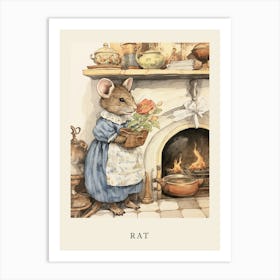 Beatrix Potter Inspired  Animal Watercolour Rat 3 Art Print