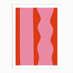 Tandem Light Red And Pink Minimalist Abstract Art Print