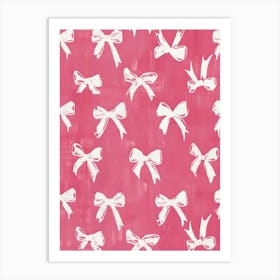 Pink And White Bows 1 Pattern Art Print