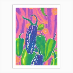 Poblano Pepper Risograph Retro Poster vegetable Art Print