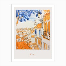 Faro Portugal Orange Drawing Poster Art Print