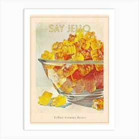 Retro Yellow Gummy Bears Vintage Cookbook Inspired 2 Poster Art Print
