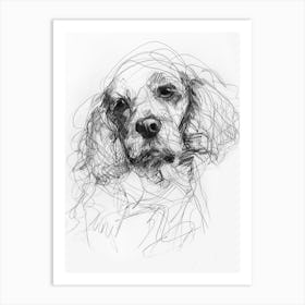 Cocker Spaniel Dog Charcoal Line 4 Art Print