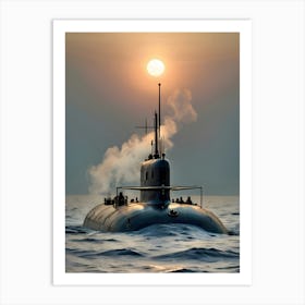 Submarine At Sunset -Reimagined 4 Art Print