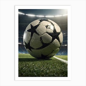 Soccer Ball On The Field Art Print