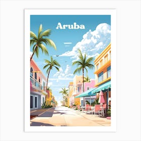 Aruba Caribbean Tropical Island Travel Illustration Art Art Print