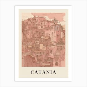 Catania Vintage Pink Italy Poster Art Print