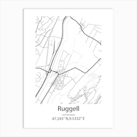 Ruggell,Liechtenstein Minimalist Map Art Print