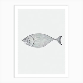 Giant Ocean Sunfish Black & White Drawing Art Print