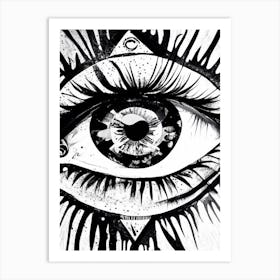 Psychedelic Eye, Symbol, Third Eye Black & White Art Print