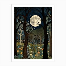 William Morris Moonlight In The Forest 138 Art Print