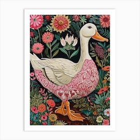 Floral Animal Painting Duck 1 Art Print