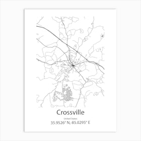 Crossville,United States Minimalist Map 1 Art Print