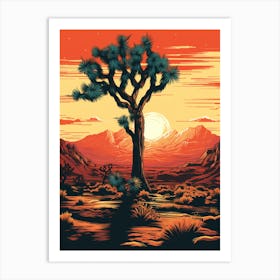  Retro Illustration Of A Joshua Tree At Sunset 2 Art Print