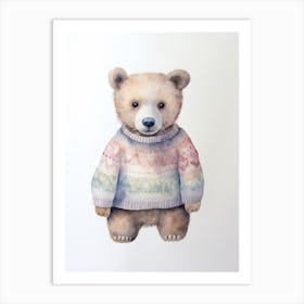 Baby Animal Watercolour Bear 3 Art Print
