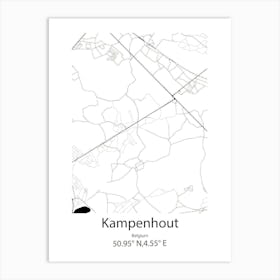 Kampenhout,Belgium Minimalist Map Art Print