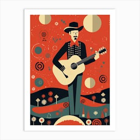 Cowboy With Guitar 1 Art Print