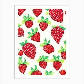 Strawberry Repeat Pattern, Fruit, Crayon Art Print