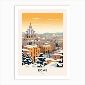 Vintage Winter Travel Poster Rome Italy 2 Art Print