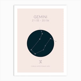 Gemini Star Sign In Light Art Print