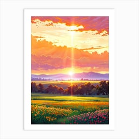 Sunset In The Field 23 Art Print