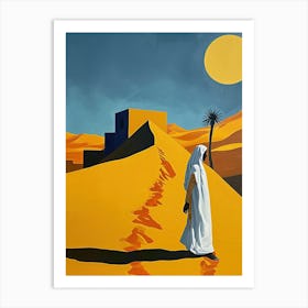 Woman In The Sahara Desert Art Print