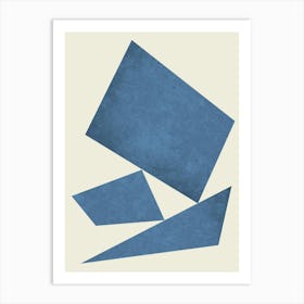 3 Forms Composition - Minimal Abstract Geometric Blue Art Print