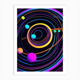 Default Neon Black Light Sgraffito Solar System 3d Illustratio 0 (8) Art Print