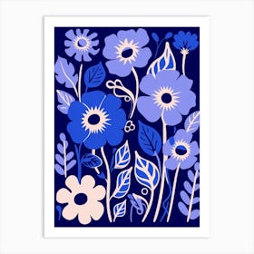 Blue Flower Illustration Cineraria 1 Art Print