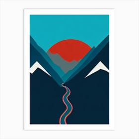 La Parva, Chile Modern Illustration Skiing Poster Art Print