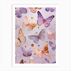 Butterflies In Purple And Gold Art Print