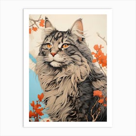 Cat In Autumn Art Print