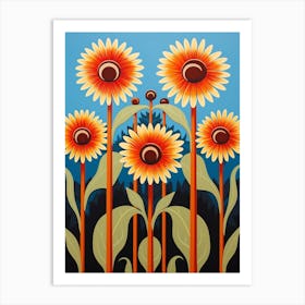 Flower Motif Painting Daisy Art Print