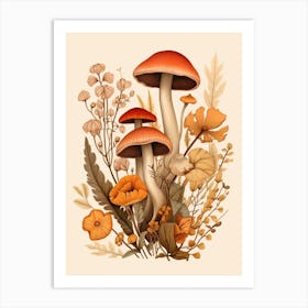Fall Mushroom Illustration 4 Art Print