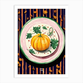 A Plate Of Pumpkins, Autumn Food Illustration Top View 33 Art Print