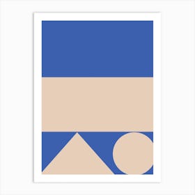 Geometric Shapes In Blue And Beige Art Print