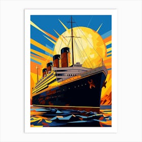 Titanic Ship Sunset Pop Art Illustration 2 Art Print