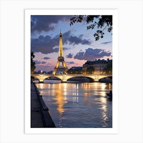 Eiffel Tower At Dusk 4 Art Print