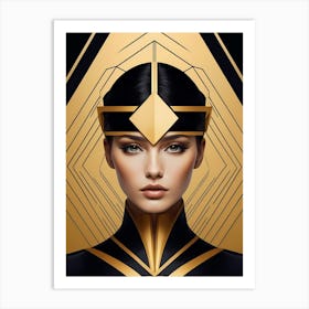 Geometric Woman Portrait Luxury Gold (17) Art Print