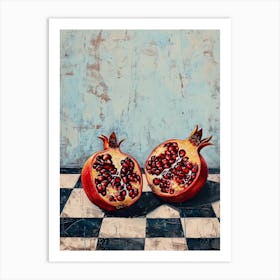 Pomegranate Checkered Blue  4 Art Print